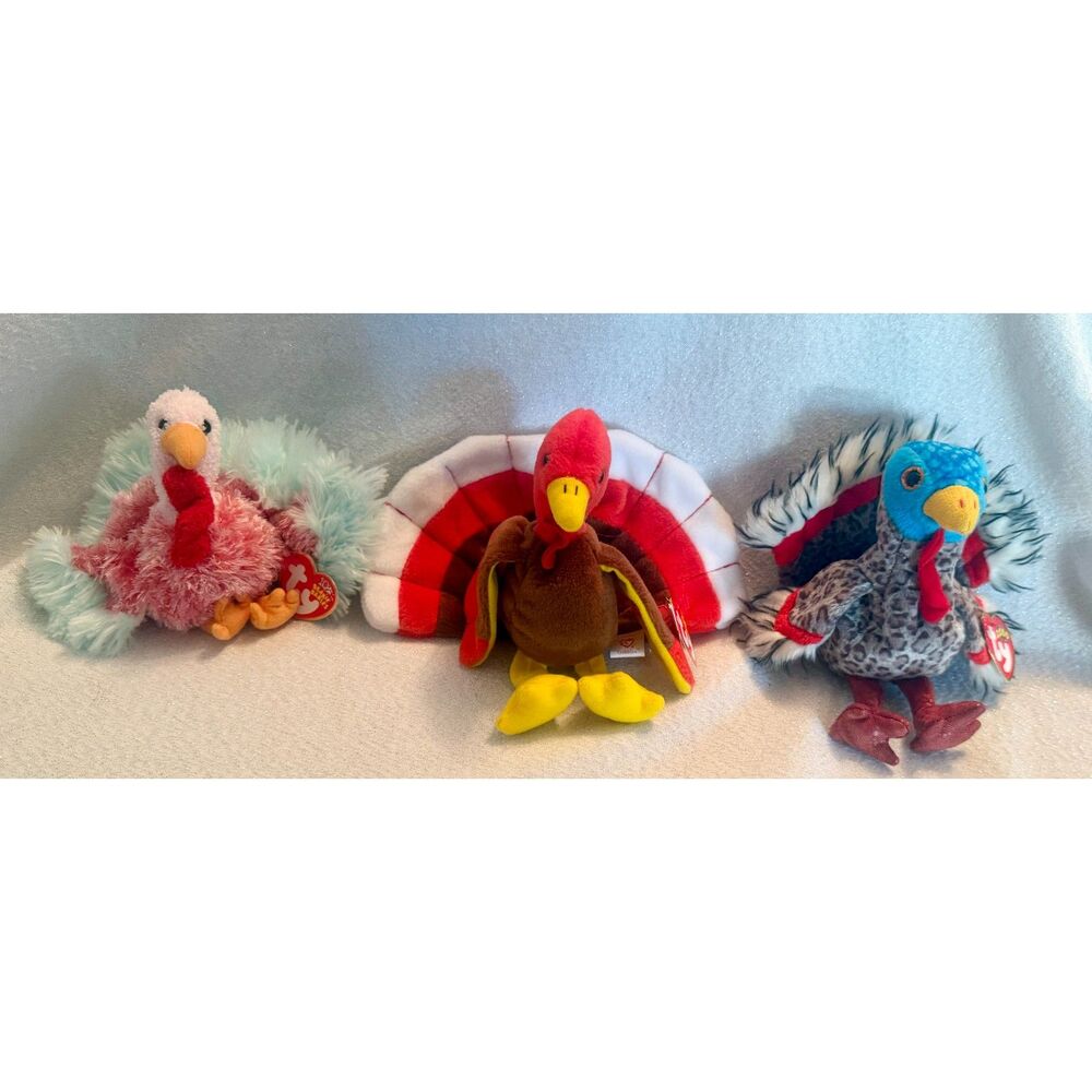Lot of 3 TY Beanie Baby turkeys MWMTs